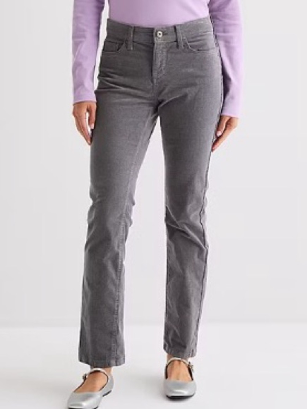 St. John’s Bay Straight Leg Midrise Corduroy Pants in Mineral Gray
